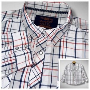 Twenty Eight‎ Main Plaid Shirt Long Sleeve Button Up Patches XXL